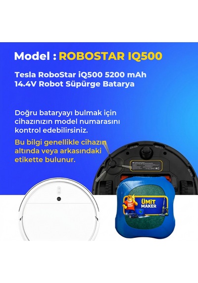 Tesla Robostar İq500 5200 Mah 14.4v Robot Süpürge Batarya
