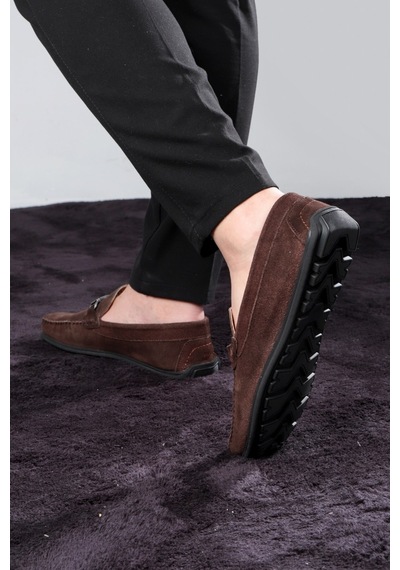 Halb Hakiki Deri Erkek Günlük Ayakkabı, Loafer Ayakkabı, Hafif Ayakkabı, Tokalı Loafer, Süet Loafer