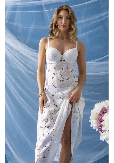 Gallipoli Balenli Gecelik Elbise Slip Külot Takım Ekru Mgp32291