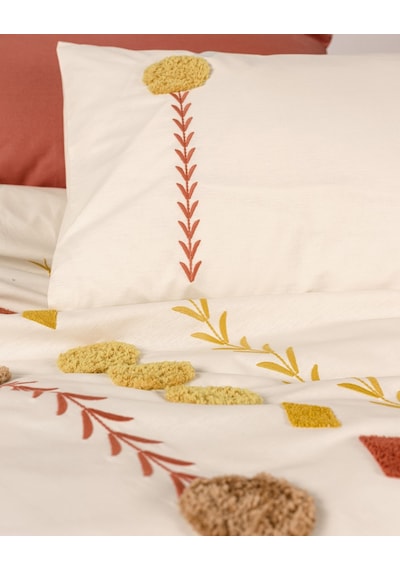 Cotton Box Puff Nakışlı Çift Kişilik Nevresim Takımı Amaris Kiremit