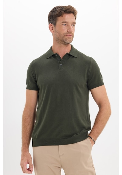 Tudors Erkek Slim Fit Dar Kesim Pamuklu Örme Triko Haki Polo Yaka Tişört-50721