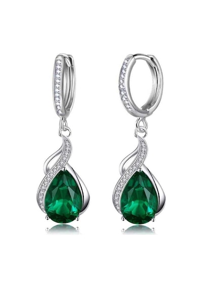 Brezza Lusso Jewelry 925 Ayar Pırlanta Model Zümrüt Yeşili Zirkon Taşlı Gümüş Küpe