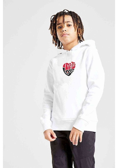 Tshirthane True Love Baskılı Unisex Çocuk Kapüşonlu Beyaz Sweatshirt Beyaz