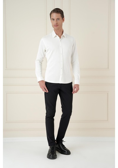 Efor G 1580 Slim Fit Ekru Klasik Gömlek Ekru