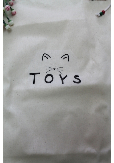 Toys Baskılı Büyük Boy Çok Amaçlı Büzgülü Oyuncak Torbası 50x70 Bej