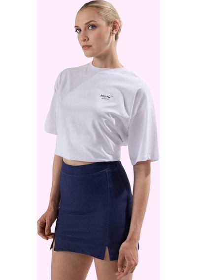 Ersefa Kadın Pamuk Mini Şort Etek Rahat Kesim Yazlık Normal Bel Slim Fit Lacivert