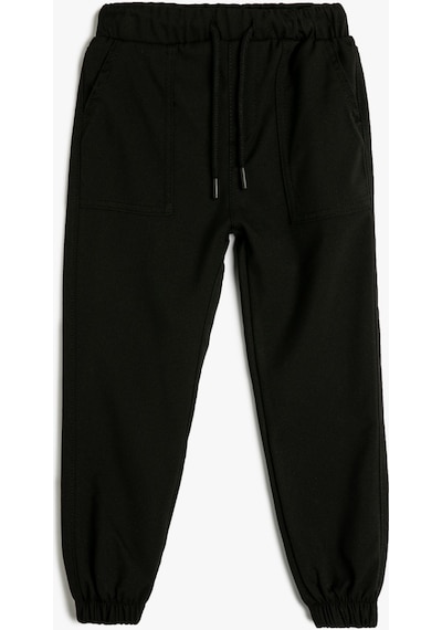 Koton Kargo Jogger Pantolon Cepli Beli Bağlamalı Siyah 4skb40007tw 4SKB40007TW999 Siyah