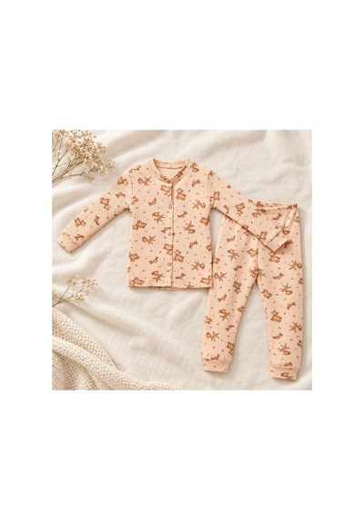 Cerenbebe Kız Çocuk Pijama Takımı Ceylan Desenli Yavruağzı Cerenbebe Kız Çocuk Pijama Takımı Ceylan Desenli Yavruağzı