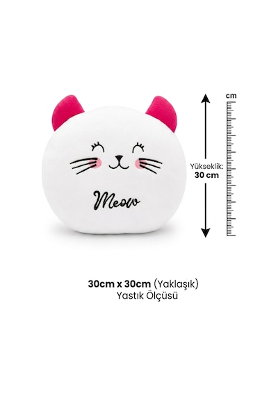 30 Cm Kedi Peluş Yastık Sevimli Kedi Tasarımlı Yumuşak Peluş Oyuncak - 30 Cm