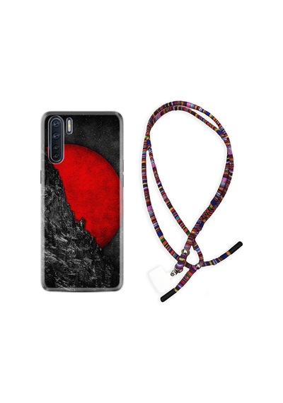 Oppo A91 Kılıf Rasta Boyun Askılı Kırmızı Gezegen 1713