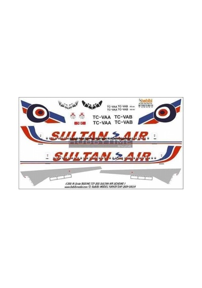 Babibi Dat01054 1/200 Ölçek, Sultan Air, Boeing 737-200, Dekal Çıkartma