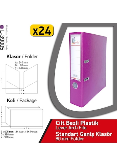 Laçin Klasör Mor Geniş 24 Adet 1 Koli