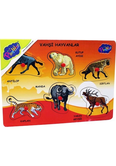 Playwood Ahşap Tutmalı Bultak Puzzle Vahşi Hayvanlar