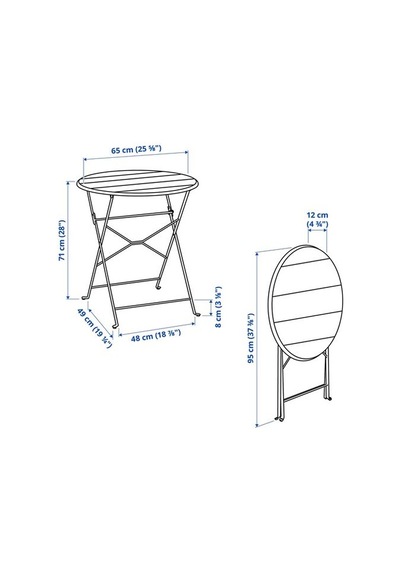 Ikea Sundsö Katlanabilir Masa, Antrasit, 65 Cm