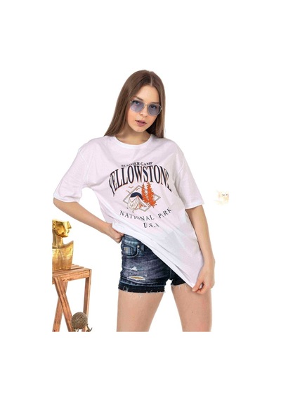 Kadın Oversize Yellowstone Baskılı Tshirt (534304808)