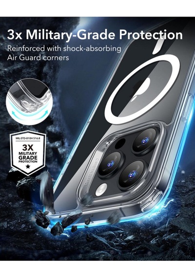 Esr Apple Uyumlu iPhone 16 Pro Kılıf Halolock Magsafe Classic Hybrid Silikon - Şeffaf Çok Renkli