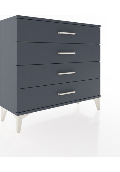 Arges Şifonyer 4 Çekmeceli 88x30x80 Antrasit-antrasit Antrasit