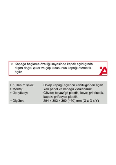 Hafele Fıx II Çöp Kutusu İpli Krem Beyaz 13lt Beyaz