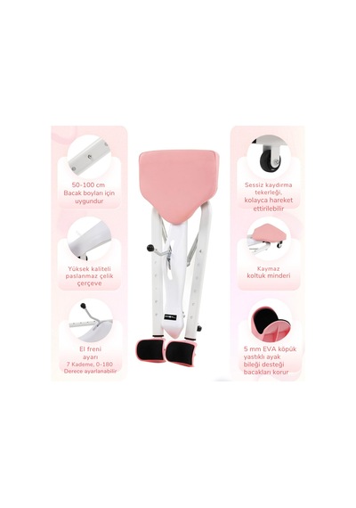 180 Bacak Açma Aleti Leg Stretcher 7 Kademeli Ayarlanabilir Egzersiz Aleti Pembe