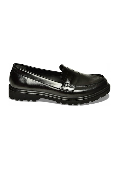 Fox Shoes Y996051060 Siyah Rustik Alçak Tabanlı Kadın Makosen Ayakkabı Siyah