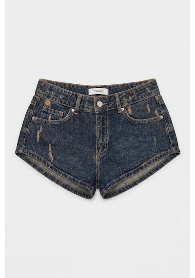 it's basic Kadın Koyu Kot 11s6 Süper Mini %100 Koton Denim Şort