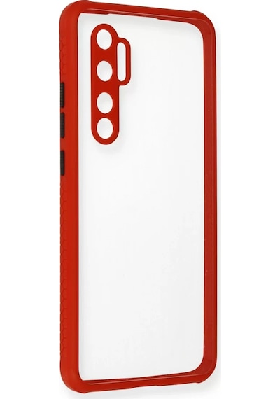 Newface Xiaomi Mi Note 10 Lite Kılıf Miami Şeffaf Silikon - Kırmızı