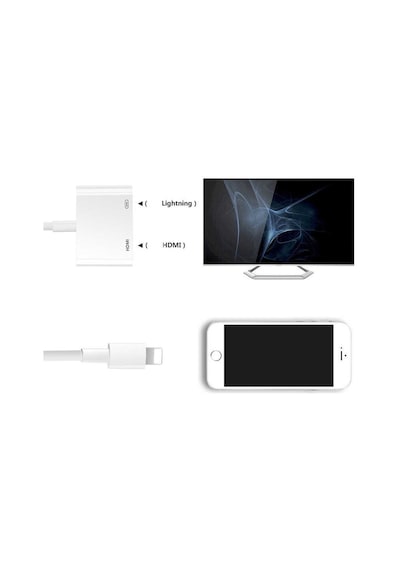 Go Des GD-7565 Lightning HDMI TV ve Şarj Dönüştürücü Adaptör 1080p Full HD - Beyaz ZORE-220455