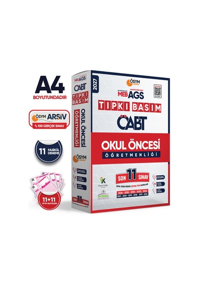 2027 MEB-AGS ÖABT OKUL ÖNCESİ Öğretmenliği ÖSYM Tıpkı Basım 11li Deneme Paketi Türkiye Geneli