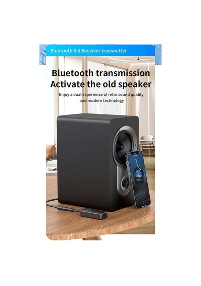 Bluetooth 5.4 Ses Alıcı & Verici 2 Si 1 Arada Aux Adaptör, 3.5mm Jak, Usb-c Şarj, 15m Kab