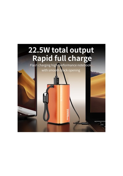 20000mah Güç Bankası Hızlı Şarjlı Akıllı Ürünler İçin Taşınabilir Şarj Cihazı Powerbank Turuncu - 866742588 Turuncu