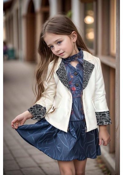Riccotarz Kız Çocuk Yakası Ve Bilekleri Pulpayet İşlemeli Çift Düğmeli Beyaz Blazer Ceket Beyaz Riccotarz Kız Çocuk Yakası Ve Bilekleri Pulpayet İşlemeli Çift Düğmeli Beyaz Blazer Ceket Beyaz