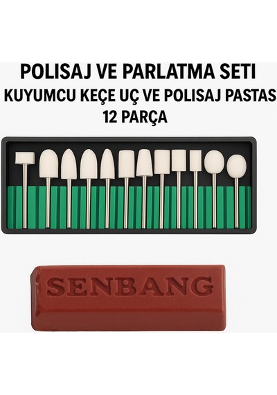 Senbang Dremel Uyumlu Polisaj Ve Parlatma Seti Kuyumcu Keçe Uç Ve Polisaj Pastası 12 Parça