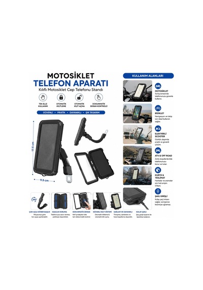 Winnboss Wn-3015 Ds-mt1 Motosiklet Telefon Tutucu - 5.5-6.2 İnç Uyumlu Diğer
