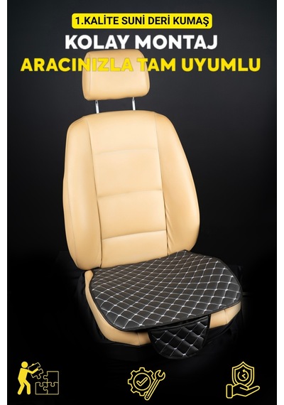 Ergonomik Cepli 3 Parça Oturak Deri Oto Minder Seti Gümüş