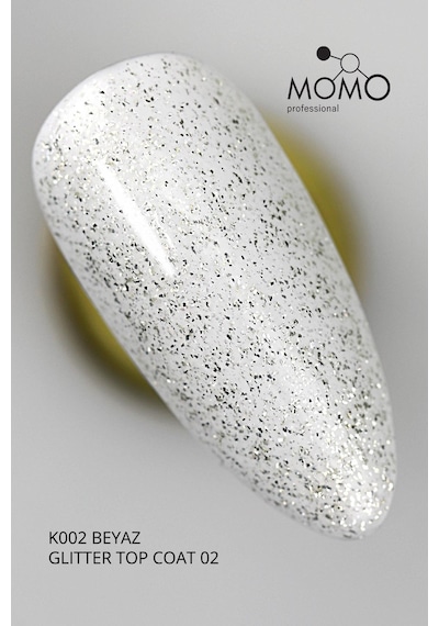 Momo Professional Protez Tırnak Kalıcı Oje Glitter Top Coat 02 Gümüş Sim 9 Ml