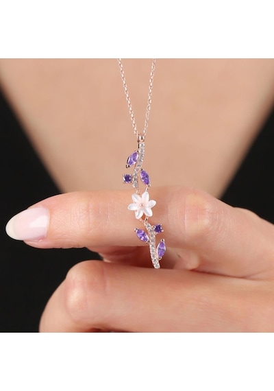 Mia vento Ametist Taşlı Manolya Çiçeği Zarafet Bağı Rose Renk Flowers Gümüş Kolye Mia vento Ametist Taşlı Manolya Çiçeği Zarafet Bağı Rose Renk Flowers Gümüş Kolye