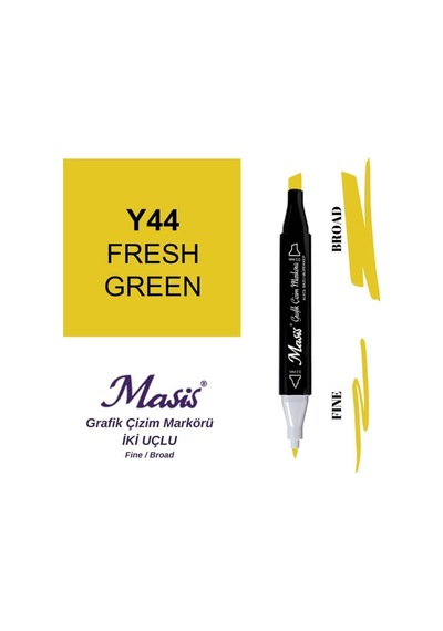 Çift Uçlu Marker Grafik Çizim Kalemi 44 Canlı Sarı