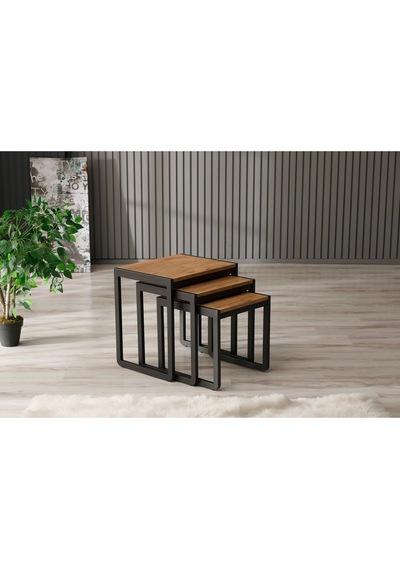 Sehpol Üçlü Zigon Sehpa 50x40x52/45x40x46/40x40x40 Antrasit