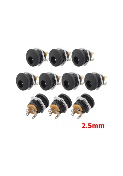 Dc Jack 2.5mm Yuvarlak Somunlu - 100 Adet