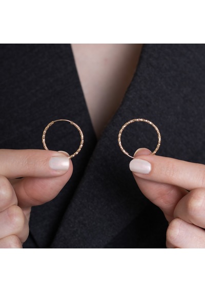 14 Ayar Altın Parıltı Halka Küpe 2,4 Cm Sarı Altın