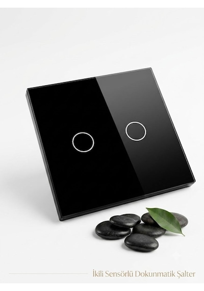 Tuya Smart Life Wifi Akıllı Lamba Siyah Cam Duvar Dokunmatik Akıllı Anahtar Siyah 2 Tuş