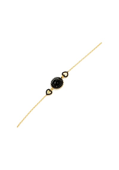 Nusret 925 Ayar Gümüş Oniks Taşlı Kalp Model Bileklik