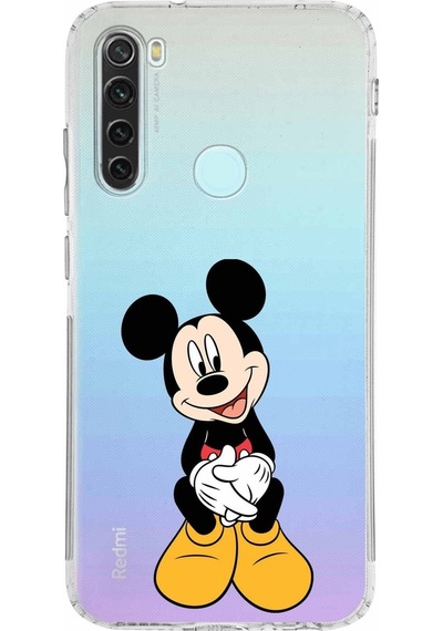 Xiaomi Redmi Note 8 Kamera Korumalı Kapak Mickey Mouse Tasarımlı Şeffaf Kılıf Şeffaf