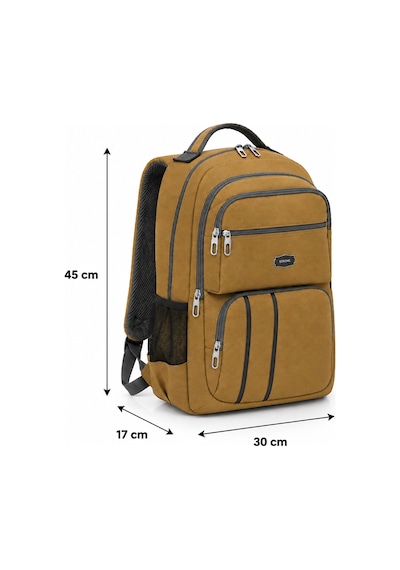 Unisex Kanvas Kumaş Laptop Bölmeli Okul Çantası , Günlük Spor Seyahat Sırt Çantası Hardal Sarısı