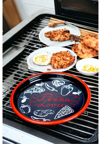 22 No Pizza Tabağı Tepsisi Supla Pasta Tabağı Servis Tabağı 22cm - Kırmızı
