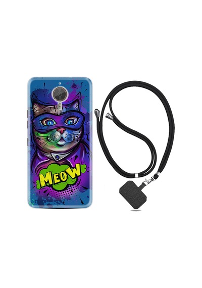General Mobile GM5 Plus Kılıf Boyun Askılı Super Meow 1715