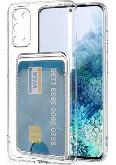 Kvy Samsung Galaxy Uyumlu S20 Plus Kamera Korumalı Kartlıklı Setra Şeffaf Silikon Kılıf