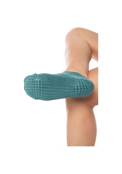 Saysez Bambu Kadın Kaydırmaz Taban Su Yeşili Silikon Baskı Pilates Yoga Fitness Dans Aktivite Patik Çorabı Renkli