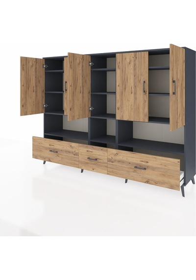 Hyperion Dolap 12 Raflı 3 Çekmeceli 5 Kapaklı 220x44x163 Antrasit Antrasit-çam Hyperion Dolap 12 Raflı 3 Çekmeceli 5 Kapaklı 220x44x163 Antrasit Antrasit-çam