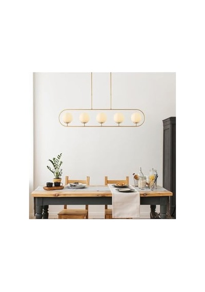 Modern Camlı 5'li Avize Parlak Gold Yatak Odası Ve Salon İçin E14 Uyumlu, Altın-10620 Diğer